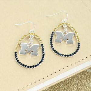 Michigan Collegiate Crystal Loop Logo Earrings